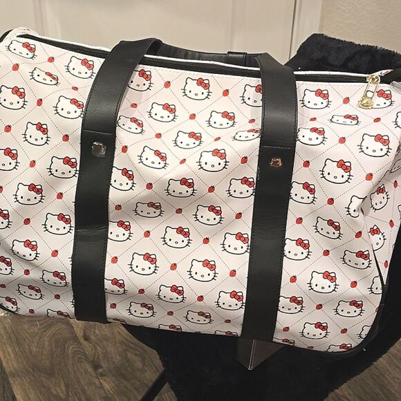 Hello Kitty By Sanrio Face/Bow Logo Rolling Travel Duffel Bag - Picture 5 of 12